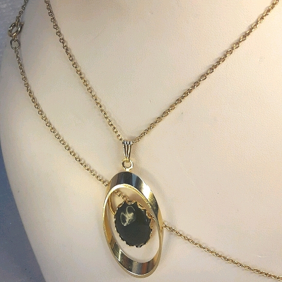 Stone Necklace Pendant Mid Century Modern Vintage Jewelry Natural Stone - Picture 6 of 8